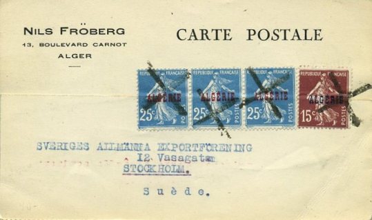 Algerie-CPE-oblitération-de-fortune-1926