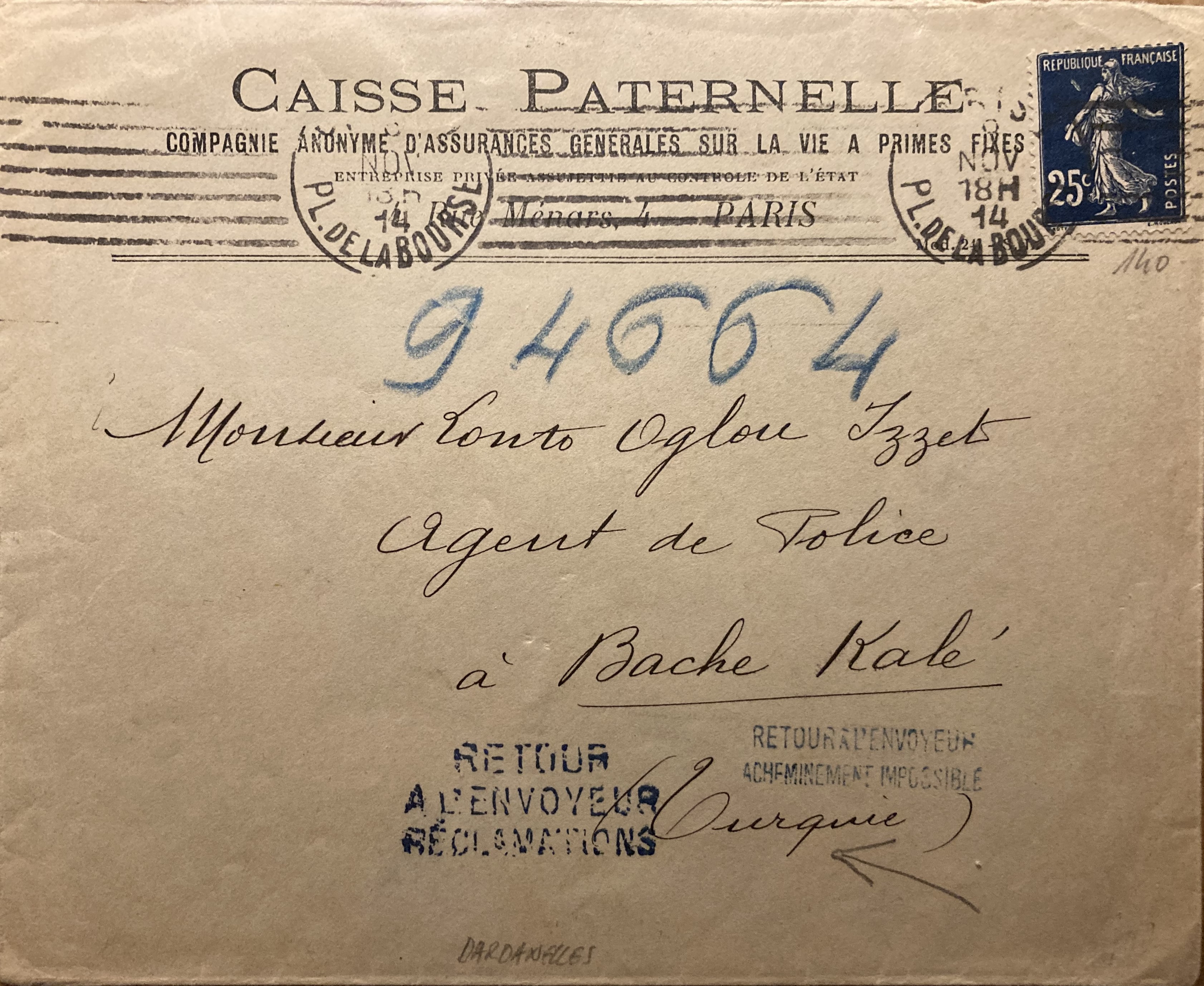 acheminement imp. Dardanelles